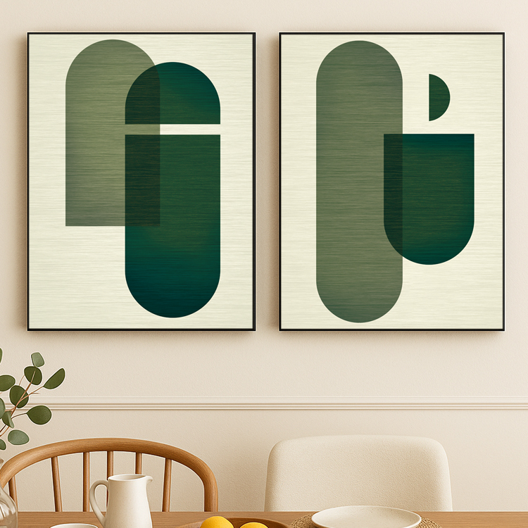 Duo de cuadros verdes