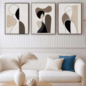 Set 3 cuadros bohemio negro, crema​ y marron