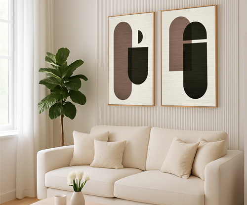 Cuadros modernos para sala con tonos neutros