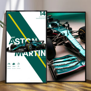 Póster del monoplaza Aston Martin F1, arte automotriz de alta velocidad