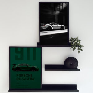 Póster decorativo de Porsche 911 GT3 RS en color rojo, arte automotriz de alto rendimiento